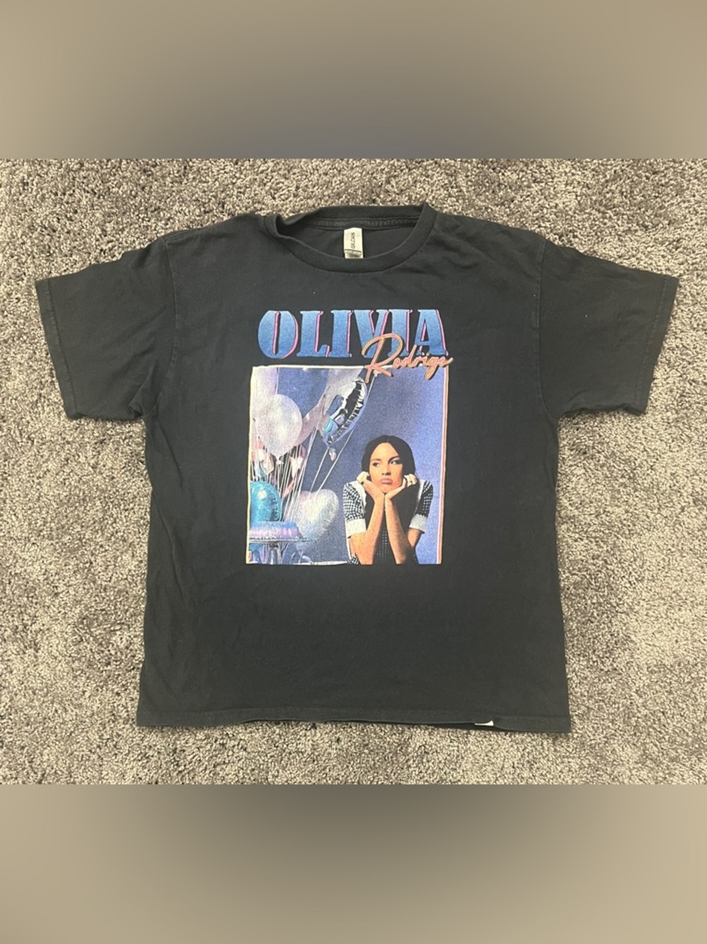 Olivia Rodrigo Tshirt Youth Large Album Graphic Black Balloon Birthday Sour Guts
